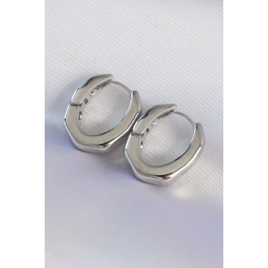 USLUCAN ALIŞVERİŞ Pirinç Gümüş Renk Kalın Kemik Model Küpe