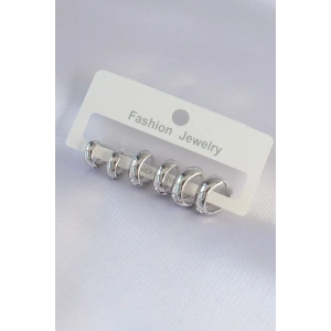 USLUCAN ALIŞVERİŞ Pirinç Gümüş Renk Oval Bombeli Küpe Seti