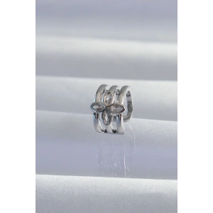 USLUCAN ALIŞVERİŞ Pirinç Gümüş Renk Yonca Earcuff Küpe