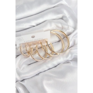 USLUCAN ALIŞVERİŞ Pirinç Halka Model Gold Renk Kadın Set Küpe