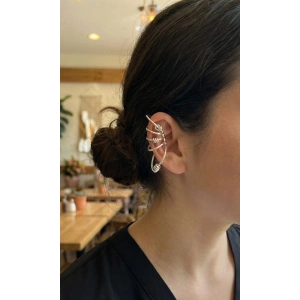 USLUCAN ALIŞVERİŞ Pirinç Halkalı Model Gümüş Renk Kıkırdak Küpe