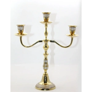 USLUCAN ALIŞVERİŞ Pirinç Sedefli 3lü Şamdan Model 2