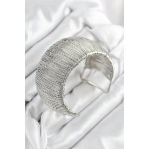 USLUCAN ALIŞVERİŞ Pirinç Tel Sarma Model Gümüş Renk Kadın Bileklilk