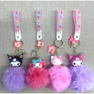USLUCAN ALIŞVERİŞ Ponponlu Kuromi Ve Hello Kitty Karışık Anahtarlık