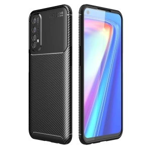 USLUCAN ALIŞVERİŞ Realme 7 Kılıf Auto Focus Karbon Kapak - Siyah