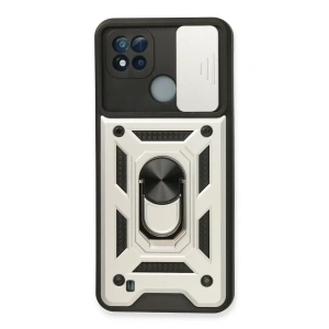 USLUCAN ALIŞVERİŞ Realme C11 2021 Kılıf Pars Lens Yüzüklü Silikon - Gümüş