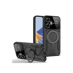 USLUCAN ALIŞVERİŞ Realme C55 Kılıf Joy Lens Standlı Kapak - Siyah