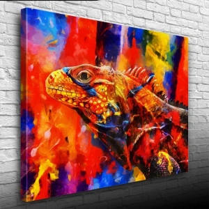 USLUCAN ALIŞVERİŞ Rengarenk İguana Kanvas Tablo 50 x 70