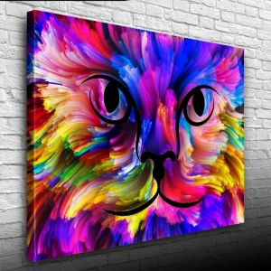 USLUCAN ALIŞVERİŞ Renk Paletindeki Kedi Kanvas Tablo 50 x 70
