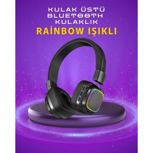 USLUCAN ALIŞVERİŞ Renkli Işık Efektli Bluetooth 5.3 Müzik Kulaklığı