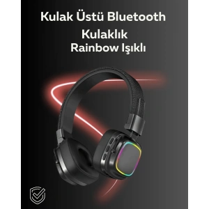 USLUCAN ALIŞVERİŞ RGB Işıklı Katlanabilir Bluetooth 5.3 Kulak Üstü Kulaklık