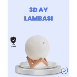 USLUCAN ALIŞVERİŞ RGB Modlu 16 Renkli Ay Gece Lambası 3D Baskı