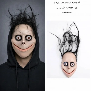 USLUCAN ALIŞVERİŞ Saçlı Momo Korku Maskesi 24x16 cm