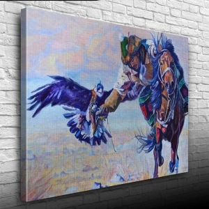 USLUCAN ALIŞVERİŞ Şahin İle Avlanan Atlı Yağlıboya Kanvas Tablo 50 x 70