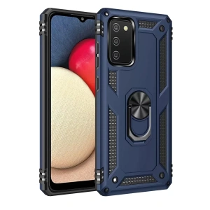 USLUCAN ALIŞVERİŞ Samsung Galaxy A03S Kılıf Sofya Yüzüklü Silikon Kapak - Lacivert