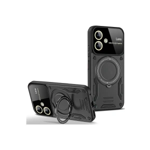USLUCAN ALIŞVERİŞ Samsung Galaxy A05 Kılıf Joy Lens Standlı Kapak - Siyah