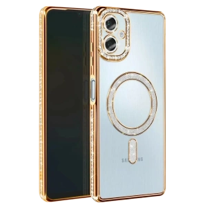 USLUCAN ALIŞVERİŞ Samsung Galaxy A07 4G Joke Simli Magneticsafe Kılıf - Gold