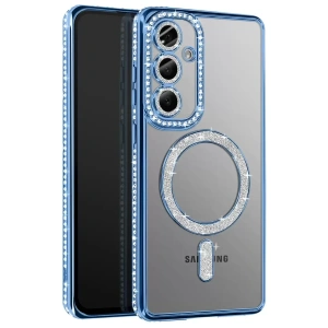USLUCAN ALIŞVERİŞ Samsung Galaxy A37 5G Joke Simli Magneticsafe Kılıf - Mavi