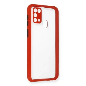 USLUCAN ALIŞVERİŞ Samsung Galaxy M31 Kılıf Miami Şeffaf Silikon - Kırmızı
