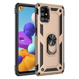 USLUCAN ALIŞVERİŞ Samsung Galaxy M51 Kılıf Sofya Yüzüklü Silikon Kapak - Gold