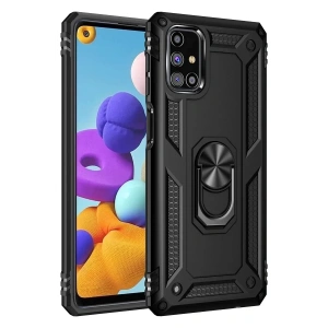 USLUCAN ALIŞVERİŞ Samsung Galaxy M51 Kılıf Sofya Yüzüklü Silikon Kapak - Siyah
