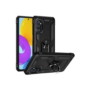 USLUCAN ALIŞVERİŞ Samsung Galaxy M52 5G Kılıf Sofya Yüzüklü Silikon Kapak - Siyah
