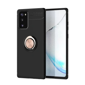 USLUCAN ALIŞVERİŞ Samsung Galaxy Note 20 Kılıf Range Yüzüklü Silikon - Siyah-Gold