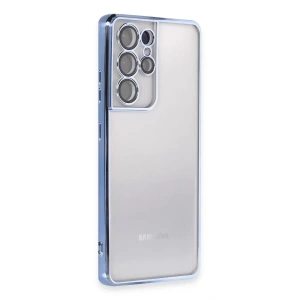USLUCAN ALIŞVERİŞ Samsung Galaxy S21 Ultra Kılıf Lensli Silikon - Açık Mavi