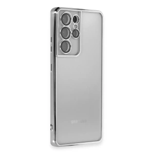 USLUCAN ALIŞVERİŞ Samsung Galaxy S21 Ultra Kılıf Lensli Silikon - Gümüş