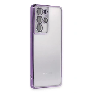 USLUCAN ALIŞVERİŞ Samsung Galaxy S21 Ultra Kılıf Lensli Silikon - Mor