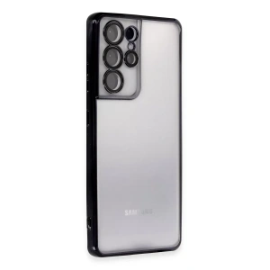 USLUCAN ALIŞVERİŞ Samsung Galaxy S21 Ultra Kılıf Lensli Silikon - Siyah