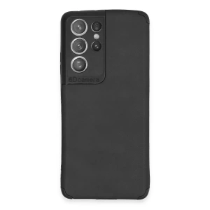 USLUCAN ALIŞVERİŞ Samsung Galaxy S21 Ultra Kılıf Loop Deri Silikon - Siyah