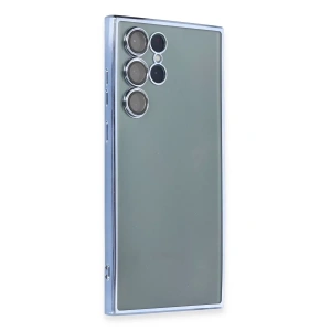 USLUCAN ALIŞVERİŞ Samsung Galaxy S22 Ultra Kılıf Lensli Silikon - Açık Mavi