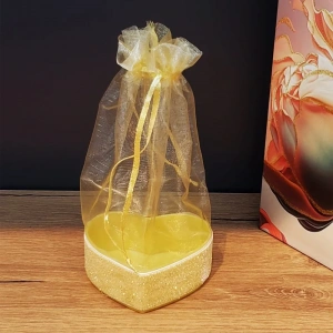 USLUCAN ALIŞVERİŞ Sarı Kalpli Tül Kese