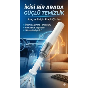 USLUCAN ALIŞVERİŞ Şarjlı Mini Araç İçi Süpürge