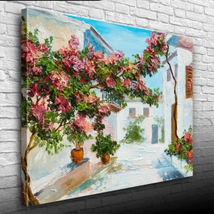 USLUCAN ALIŞVERİŞ Sarmaşık ve Köy Evleri Yağlıboya Kanvas Tablo 50 x 70