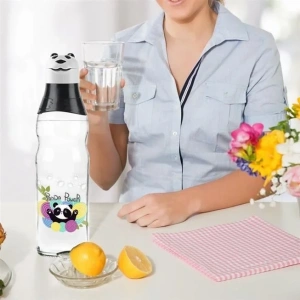 USLUCAN ALIŞVERİŞ Sevimli Panda Tasarımlı Cam Suluk  Sızdırmaz 1000 ML
