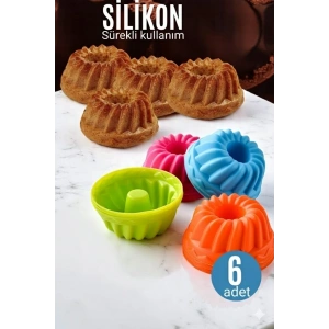 USLUCAN ALIŞVERİŞ Silikon Göbekli Muffin CupCake Kalıbı - Sürekli Kullanım Muffin Kek Kalıbı 6 ADET