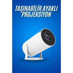 USLUCAN ALIŞVERİŞ Sinema Projektörü Android HDMI USB WİFİ Ses Çıkışlı Ayaklı Projeksiyon Taşınabilir