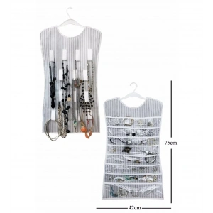 USLUCAN ALIŞVERİŞ Siyah Çizgili Elbise Şeklinde Çift Taraflı Takı Organizeri