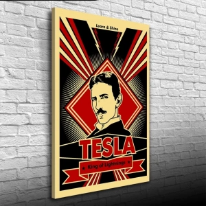 USLUCAN ALIŞVERİŞ Siyah Kırmızı Tesla Posteri Kanvas Tablo 50 x 70