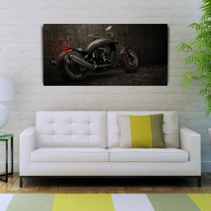 USLUCAN ALIŞVERİŞ Siyah Motorsiklet Canvas Tablo 60x120