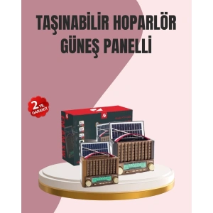 USLUCAN ALIŞVERİŞ Solar Panel Şarjlı Taşınabilir Radyo Bluetooth Hoparlör Müzik Kutusu