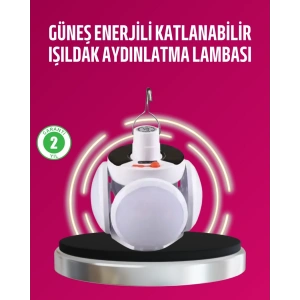 USLUCAN ALIŞVERİŞ Solar ve USB Şarjlı Su Geçirmez Katlanabilir LED Lamba