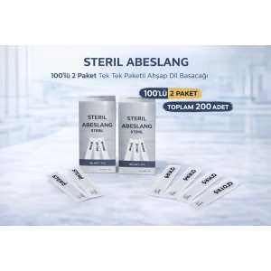 USLUCAN ALIŞVERİŞ Steril Abeslang 100lü 2 Paket Tek Tek Paketli Ahşap Dil Basacağı Medikal Spatula Toplam 200 Adet