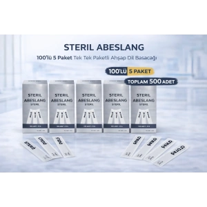 USLUCAN ALIŞVERİŞ Steril Abeslang 100lü 5 Paket Tek Tek Paketli Ahşap Dil Basacağı Medikal Spatula Toplam 500 Adet