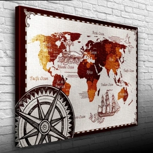 USLUCAN ALIŞVERİŞ Tarihi Dünya Haritası Kanvas Tablo 50 x 70