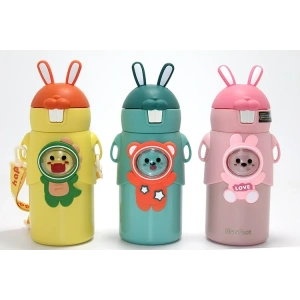 USLUCAN ALIŞVERİŞ Tavşan Kulaklı Sevimli Ayı Figürlü Çelik Termos