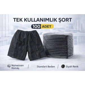 USLUCAN ALIŞVERİŞ Tek Kullanımlık Şort 100 Adet Nonwoven Kumaş Siyah Standart Beden