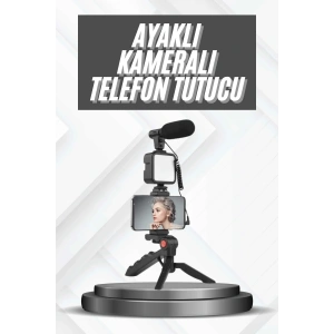 USLUCAN ALIŞVERİŞ Telefon Tutucu Mikrofonlu Işıklı Youtuber Video Kayıt